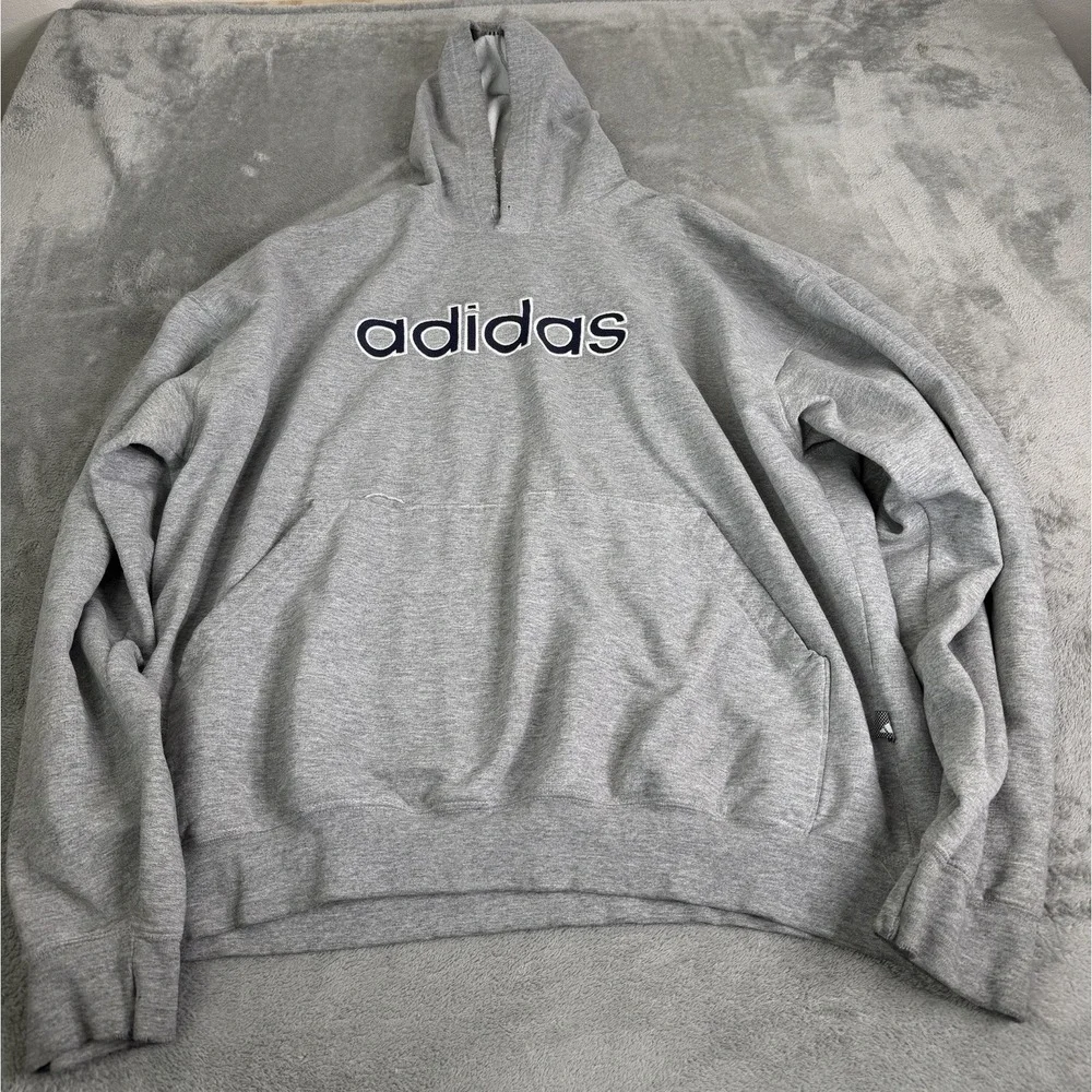 Vintage Y2K Adidas Pullover Hoodie Men's Size XL Gray
